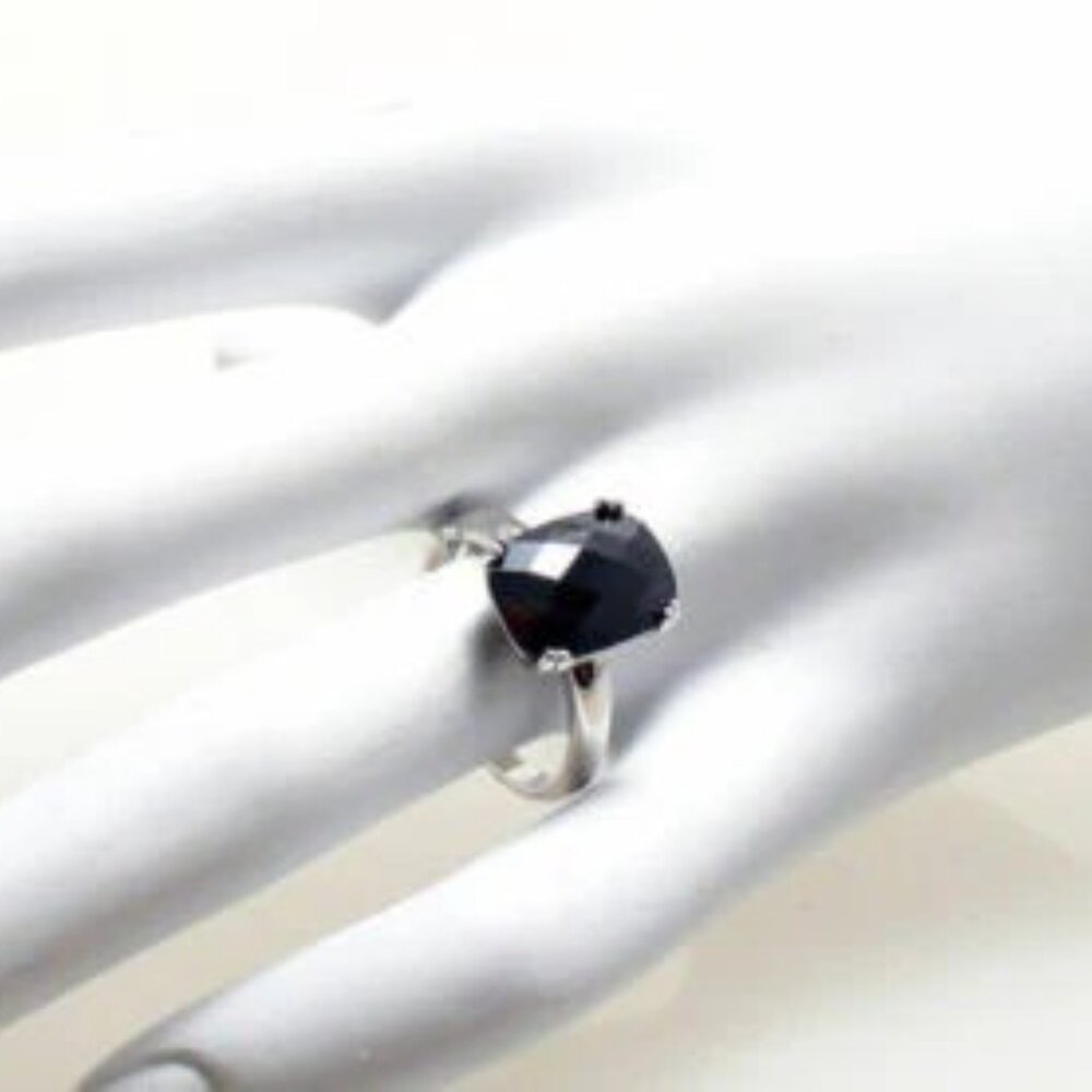 Spectacular Ring Black Obsidian Colored Rectangle… - image 3
